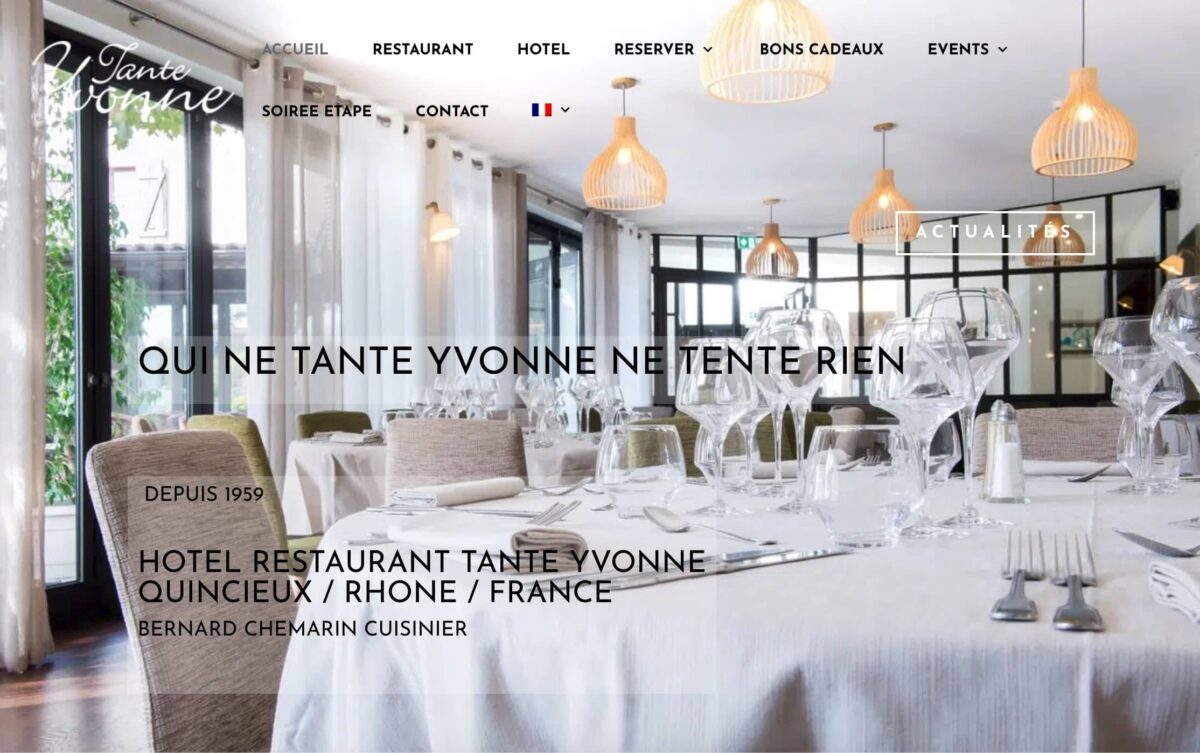 site web hôtel restaurant tante yvonne